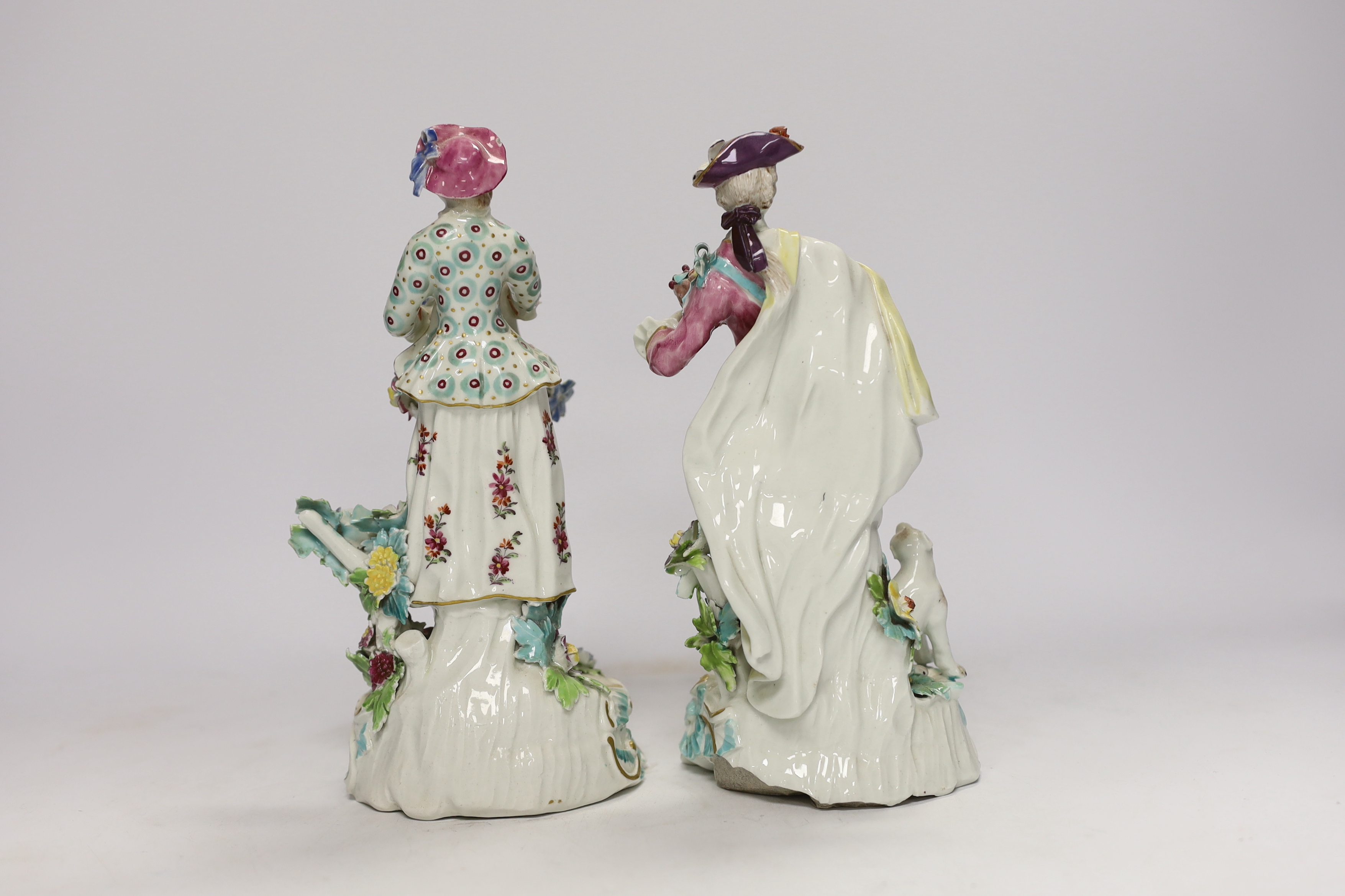 A pair of Derby figures of flower sellers, c.1760-65, 21cm